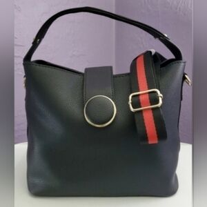 Square Handbag with Magnetic Button Snap Closure - Wristlet Included